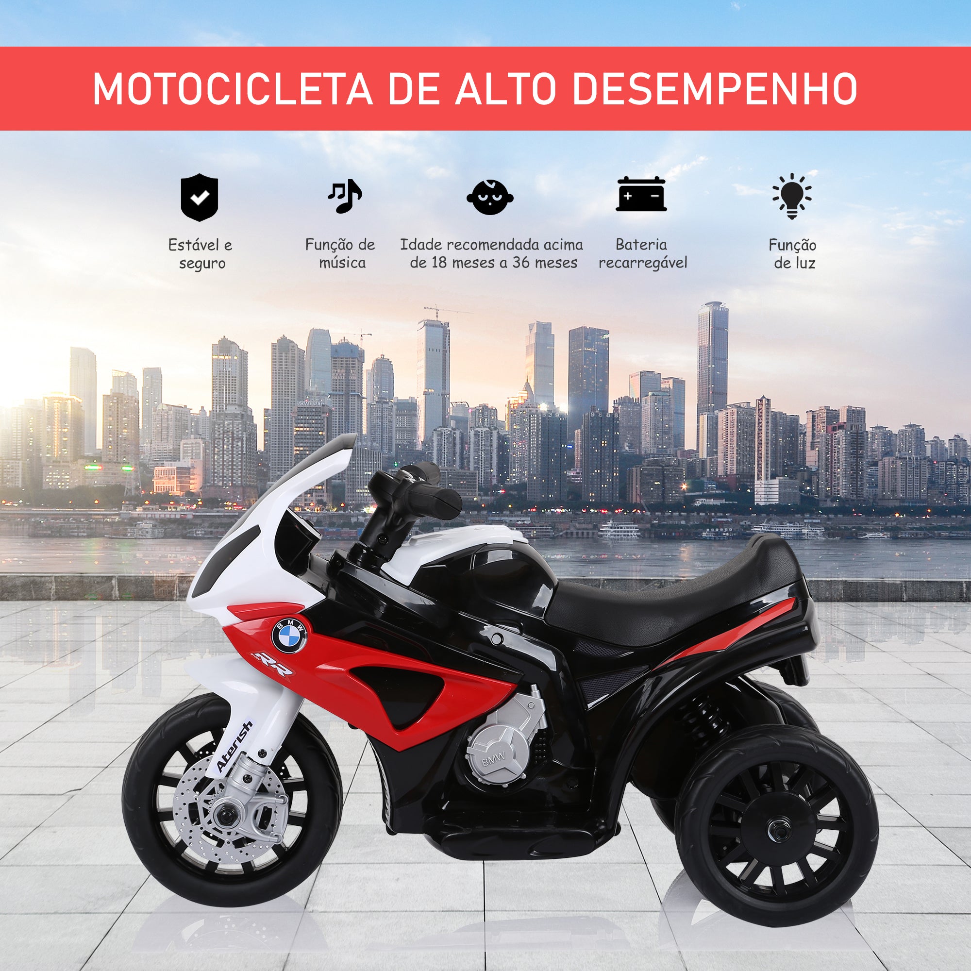 Mota Elétrica para Crianças 66x37x44 cm Vermelho