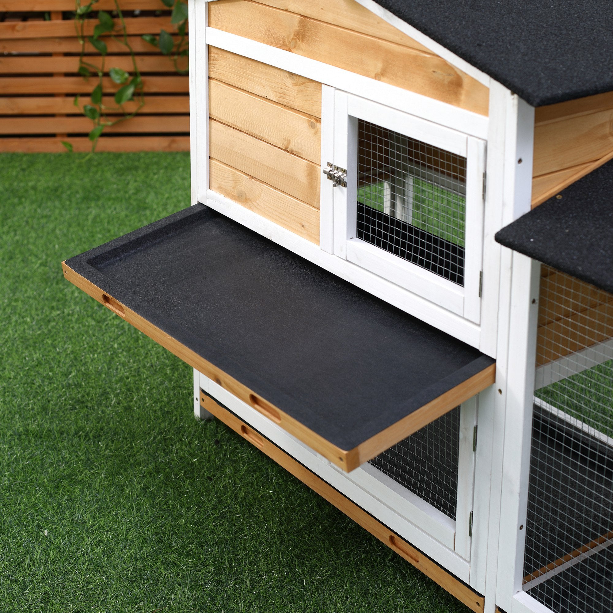 Coelheira de Madeira Exterior 2 Níveis – 157,4x53x93,5 cm – Natural, Branco e Preto – Madeira de Abeto