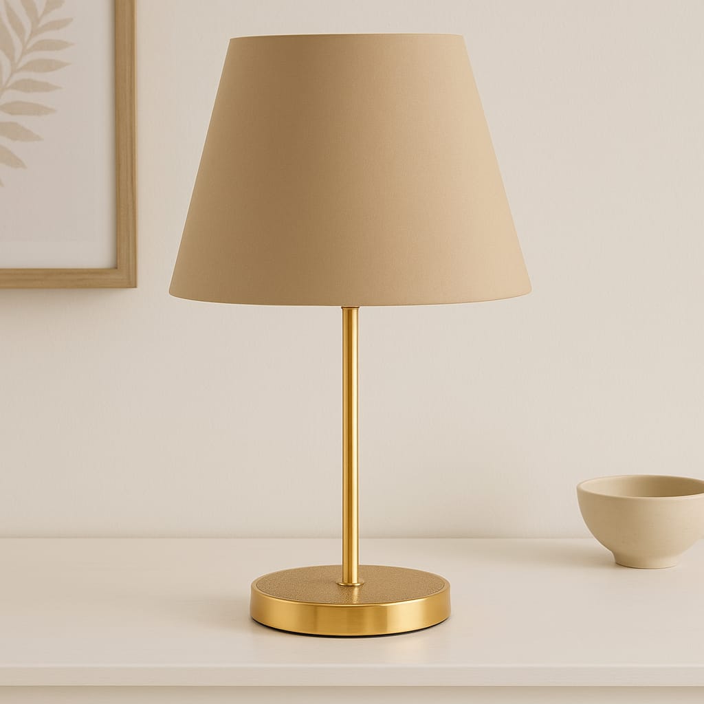 Candeeiro de Mesa – 37 cm – Marrom – PVC e Metal