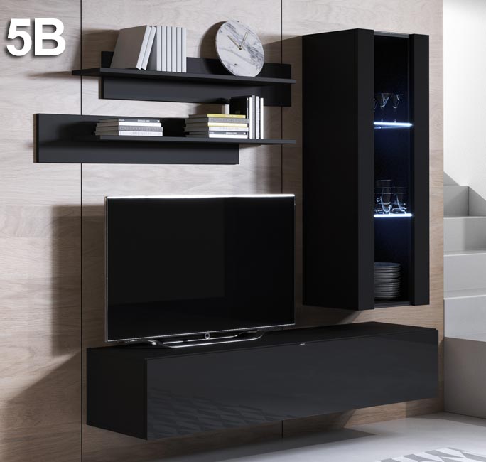 Conjunto de móveis Leiko 5B preto (1,6m)