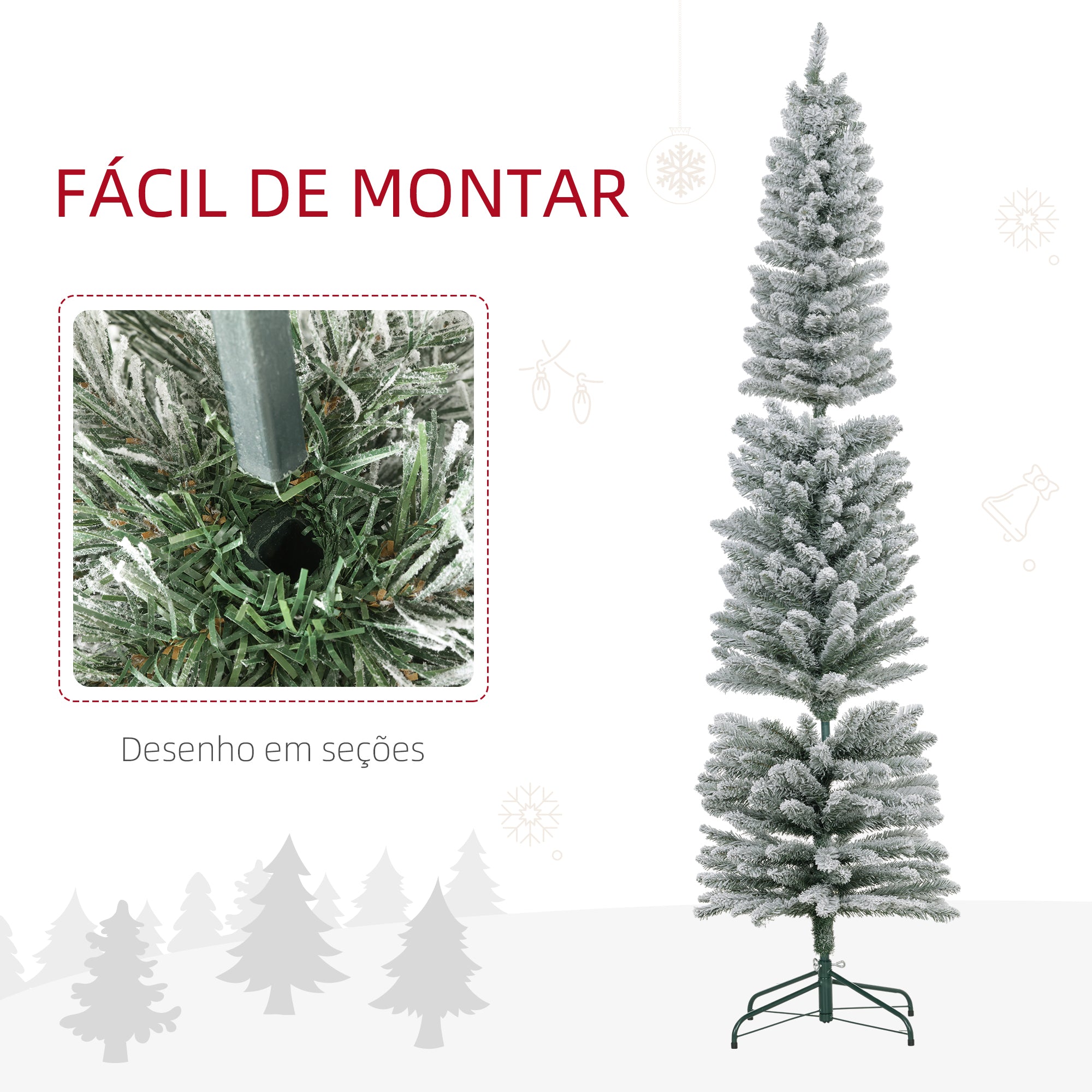 Árvore de Natal Artificial 210 cm Verde Nevada com 180 Luzes LED