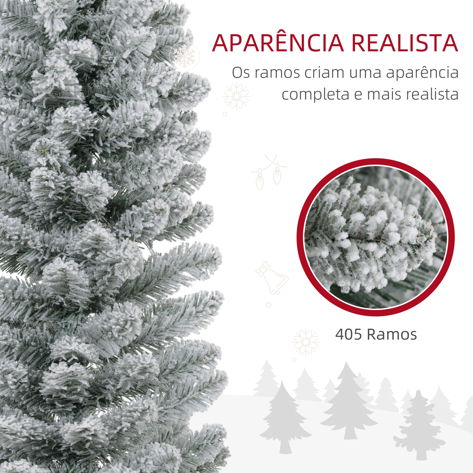 Árvore de Natal Artificial 210 cm Verde Nevada com 180 Luzes LED