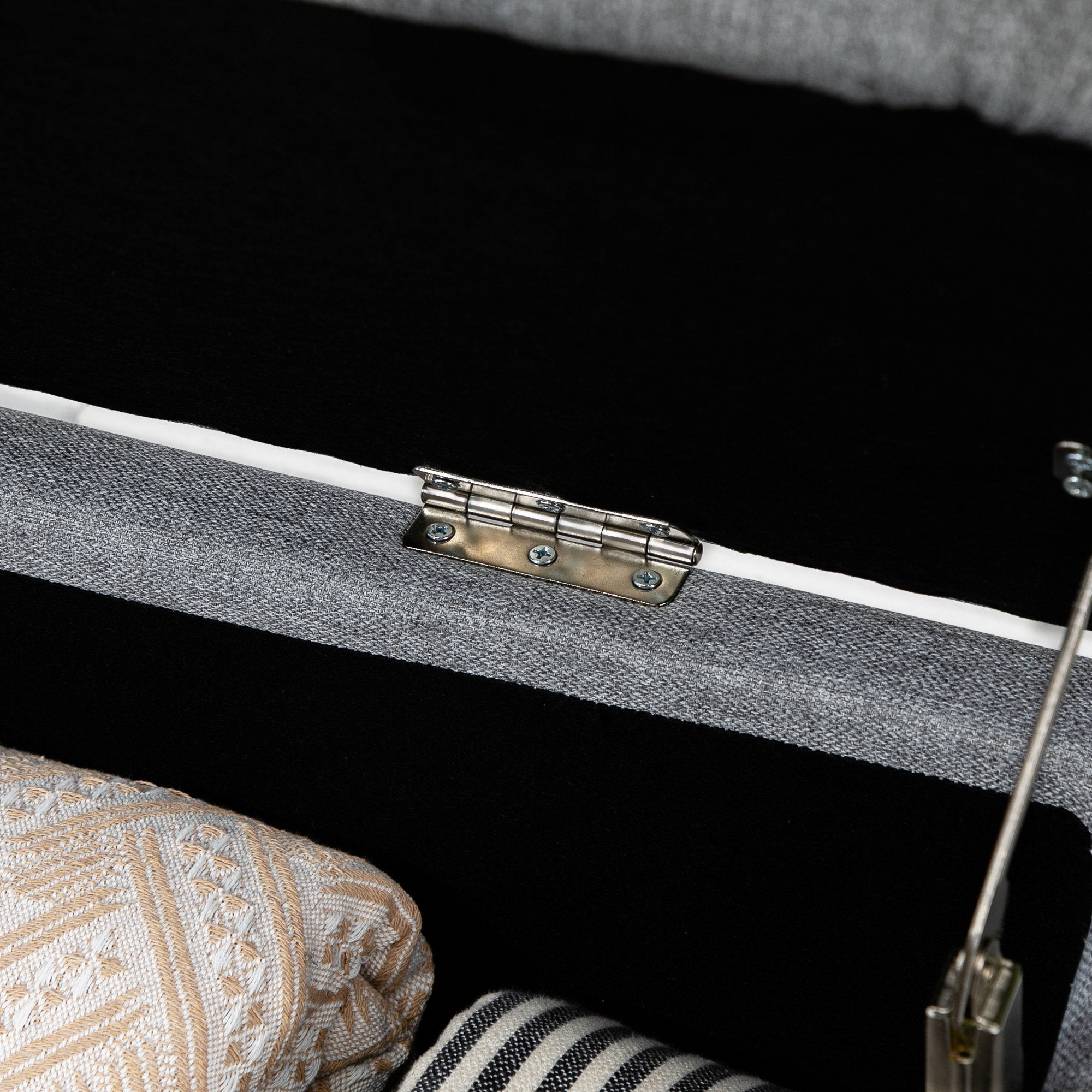 Banco de Armazenamento Estofado em Linho Cinza 101x38,5x44,5 cm