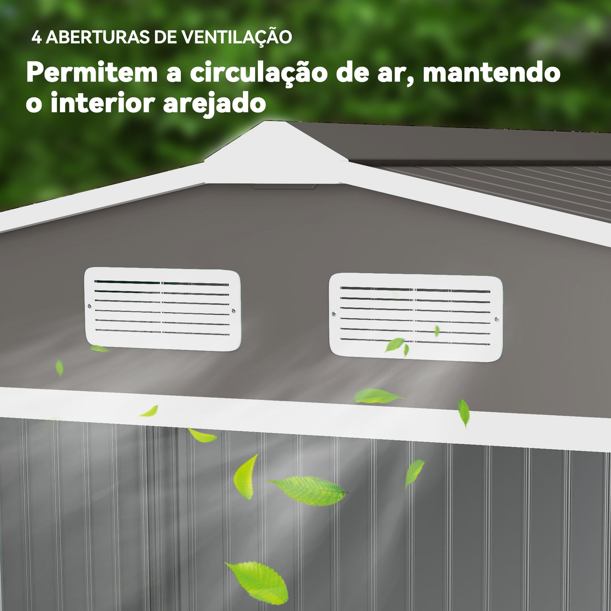 Abrigo de Jardim Exterior 277x195x192cm Cinzento