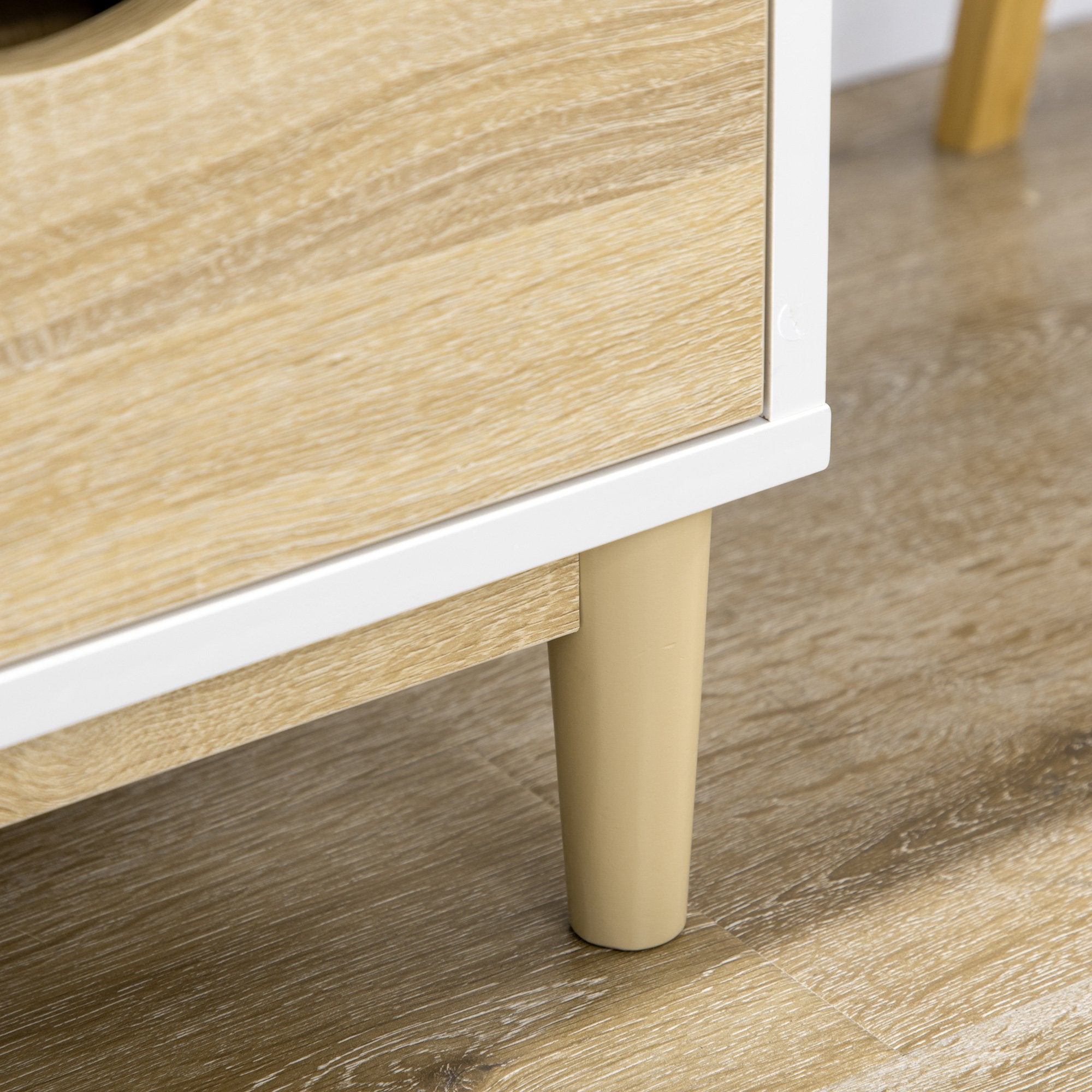 Móvel de TV para TVs de até 55" com Prateleiras de Armazenamento e 4 Gavetas 120x40x44,5cm Branco e Carvalho
