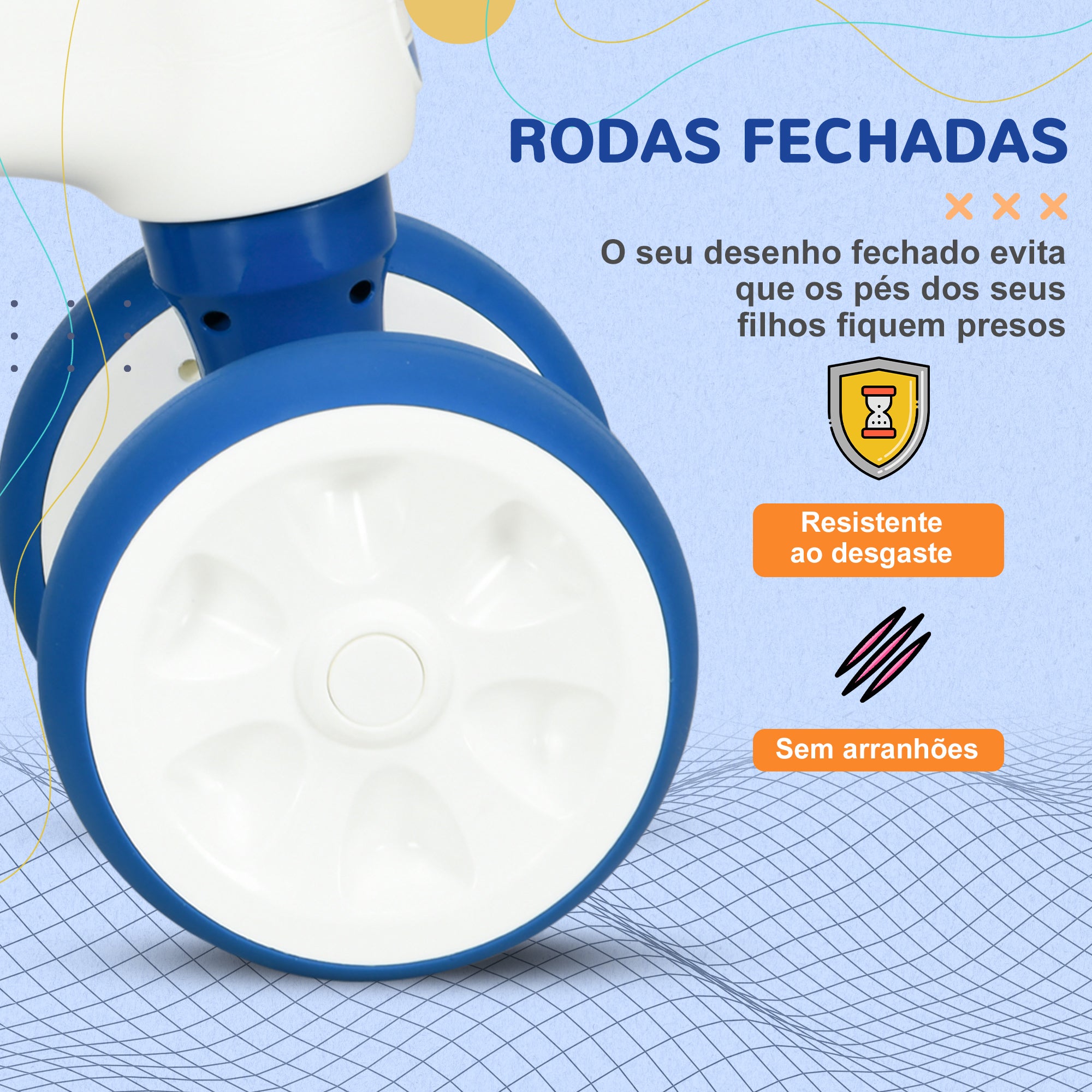 Bicicleta de Equilíbrio Azul para Crianças de 18-36 Meses - 56x30x42 cm