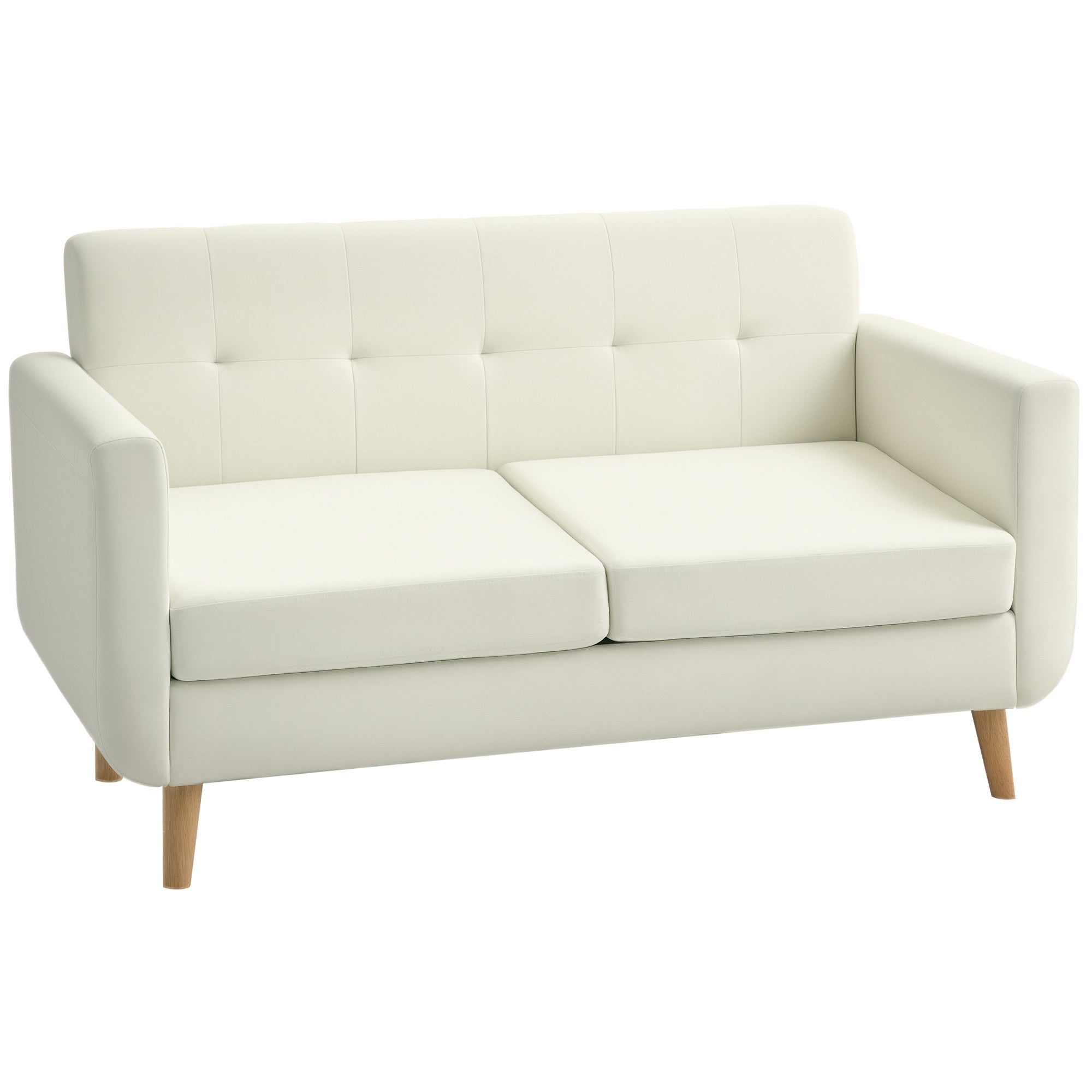 Sofá de 2 Lugares Creme Branco 138,5x70x75 cm