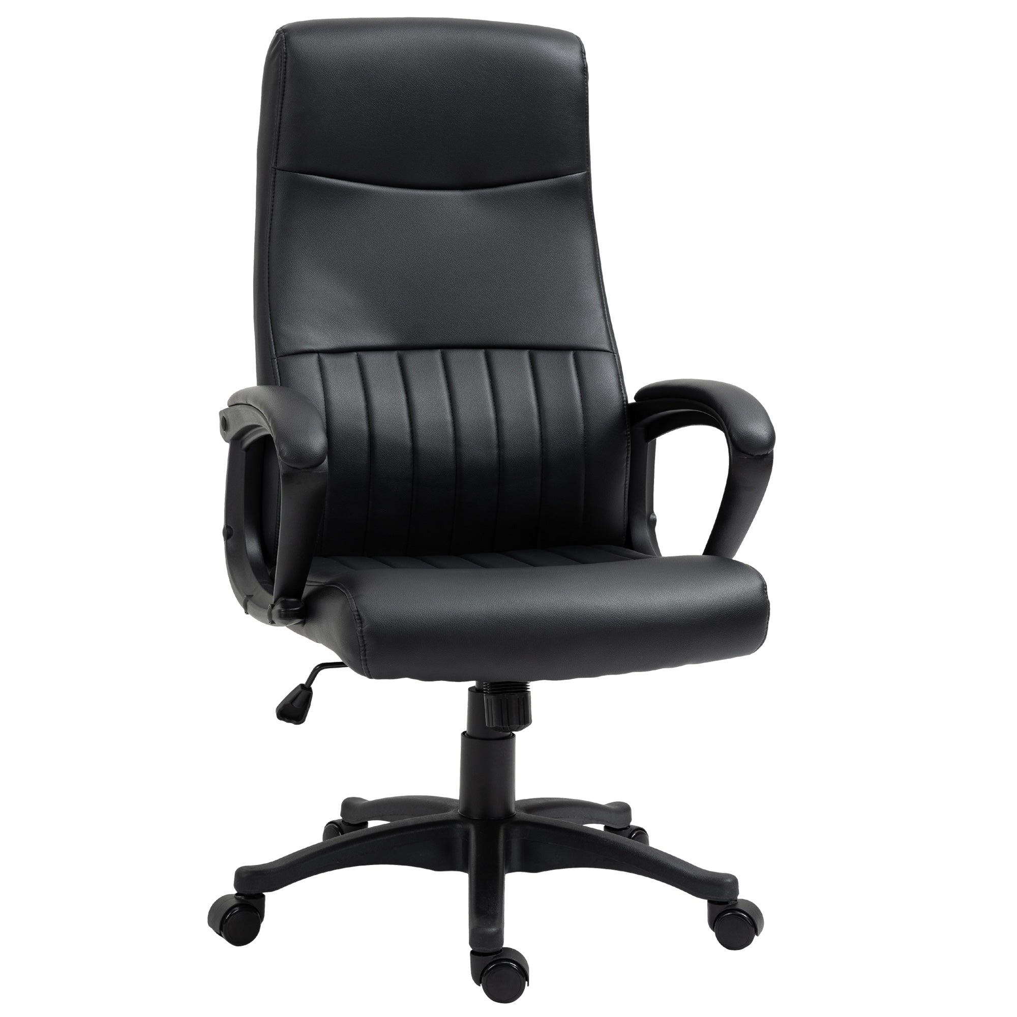 Cadeira de Escritório Ergonômica Pele Sintética Preta 61.5x66x123cm