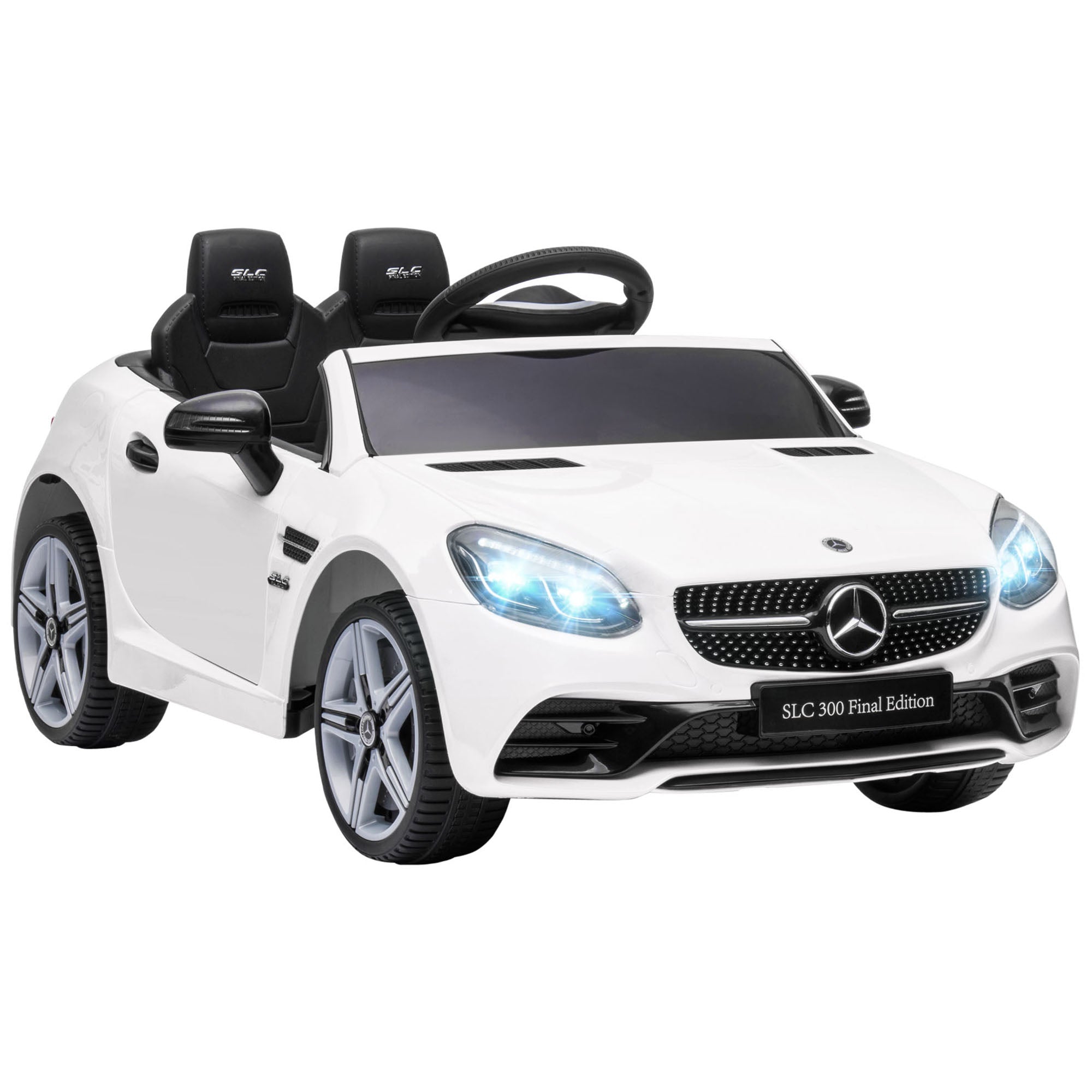 Carro Elétrico Infantil Branco 107x62,5x44 cm Mercedes SLC 300 12V para Crianças de 3-6 Anos