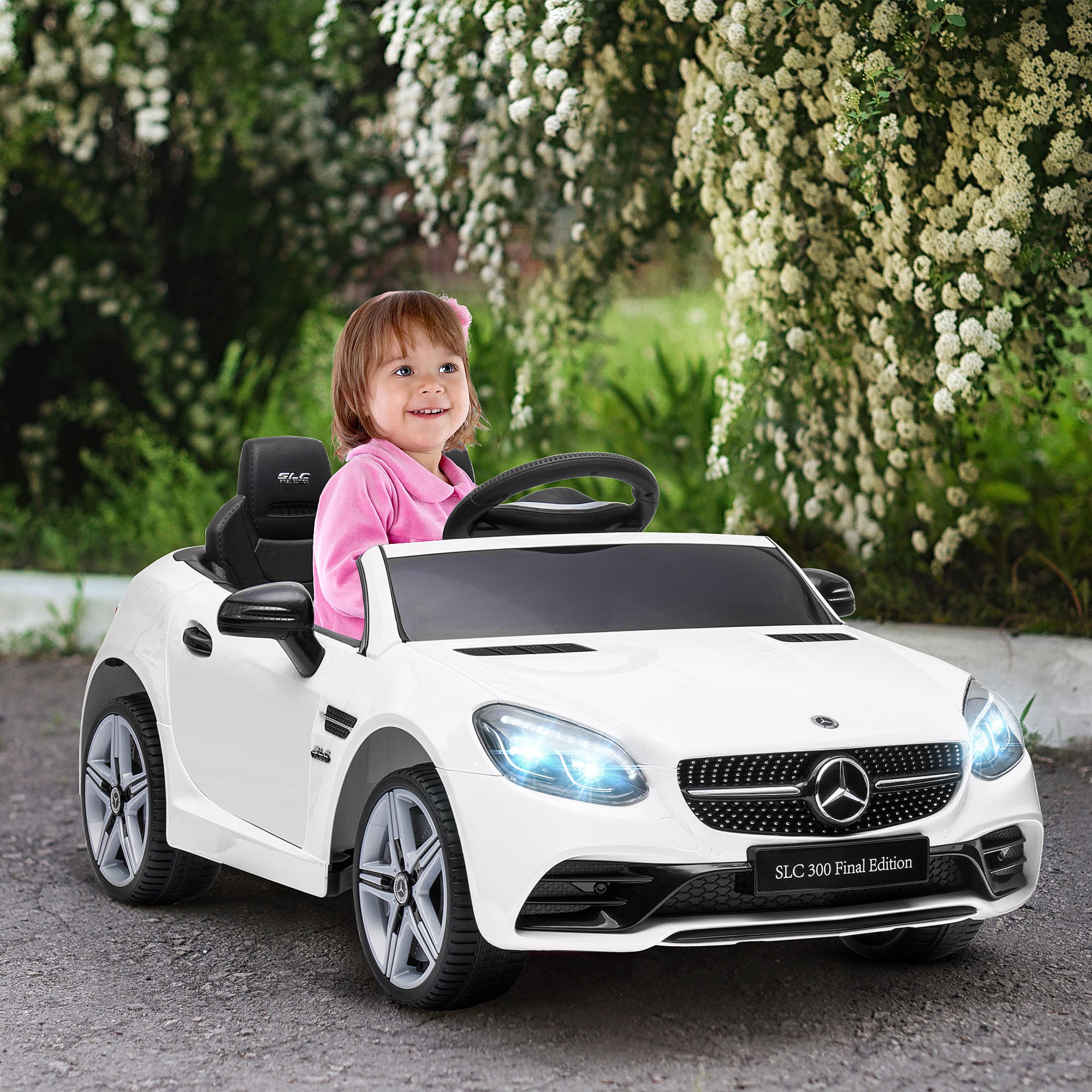 Carro Elétrico Infantil Branco 107x62,5x44 cm Mercedes SLC 300 12V para Crianças de 3-6 Anos