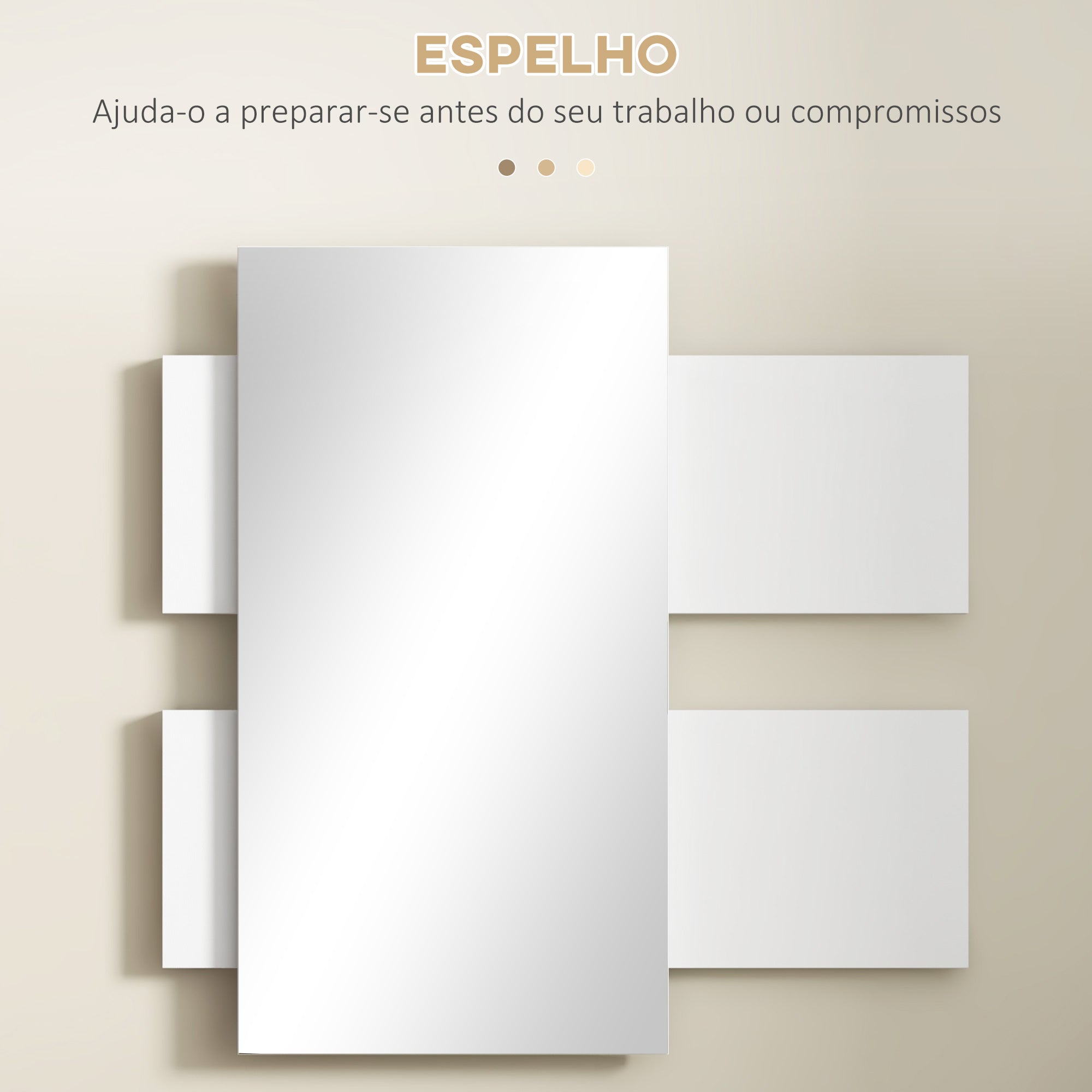 Conjunto de Móveis de Entrada com Espelho e Gaveta Suspensa - 75x3,5x75 cm - Branco e Cinza