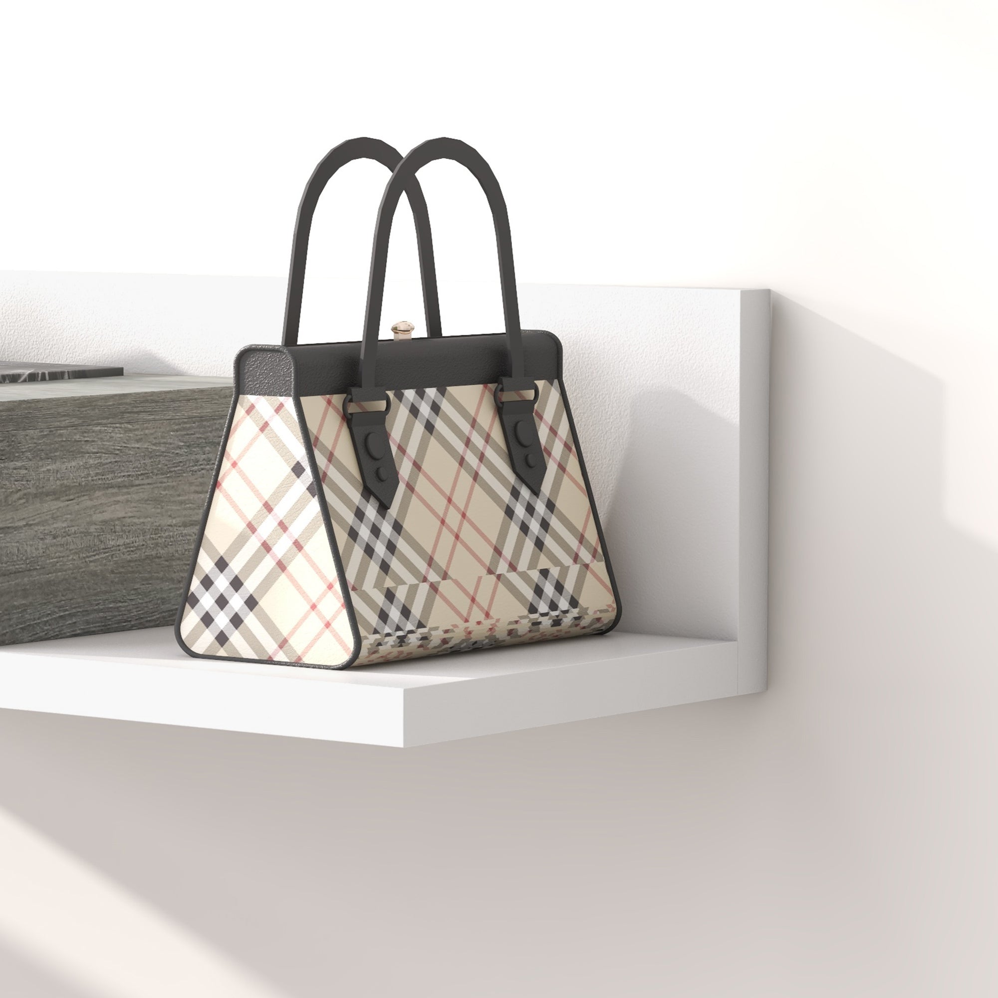 Conjunto de Móveis de Entrada com Espelho e Gaveta Suspensa - 75x3,5x75 cm - Branco e Cinza