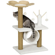 Árvore Arranhador para Gatos Médios 56x40x91cm Branco e Bege