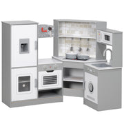 Cozinha de Madeira para Crianças 110x80x91 cm Cinza e Branco