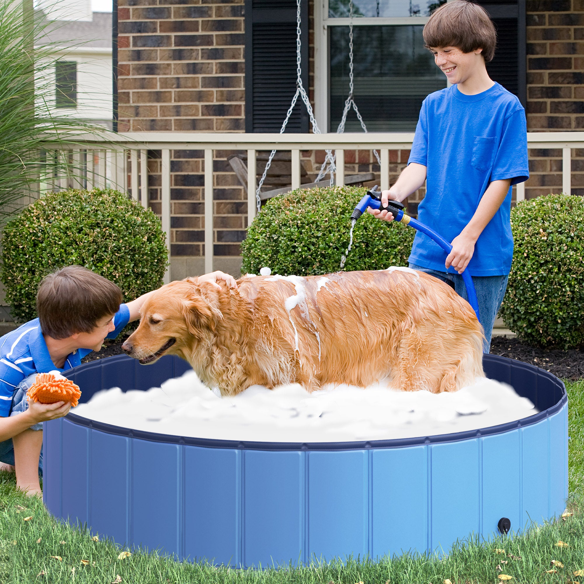 Piscina Dobrável para Cães e Animais de Estimação - Azul Ø140x30cm
