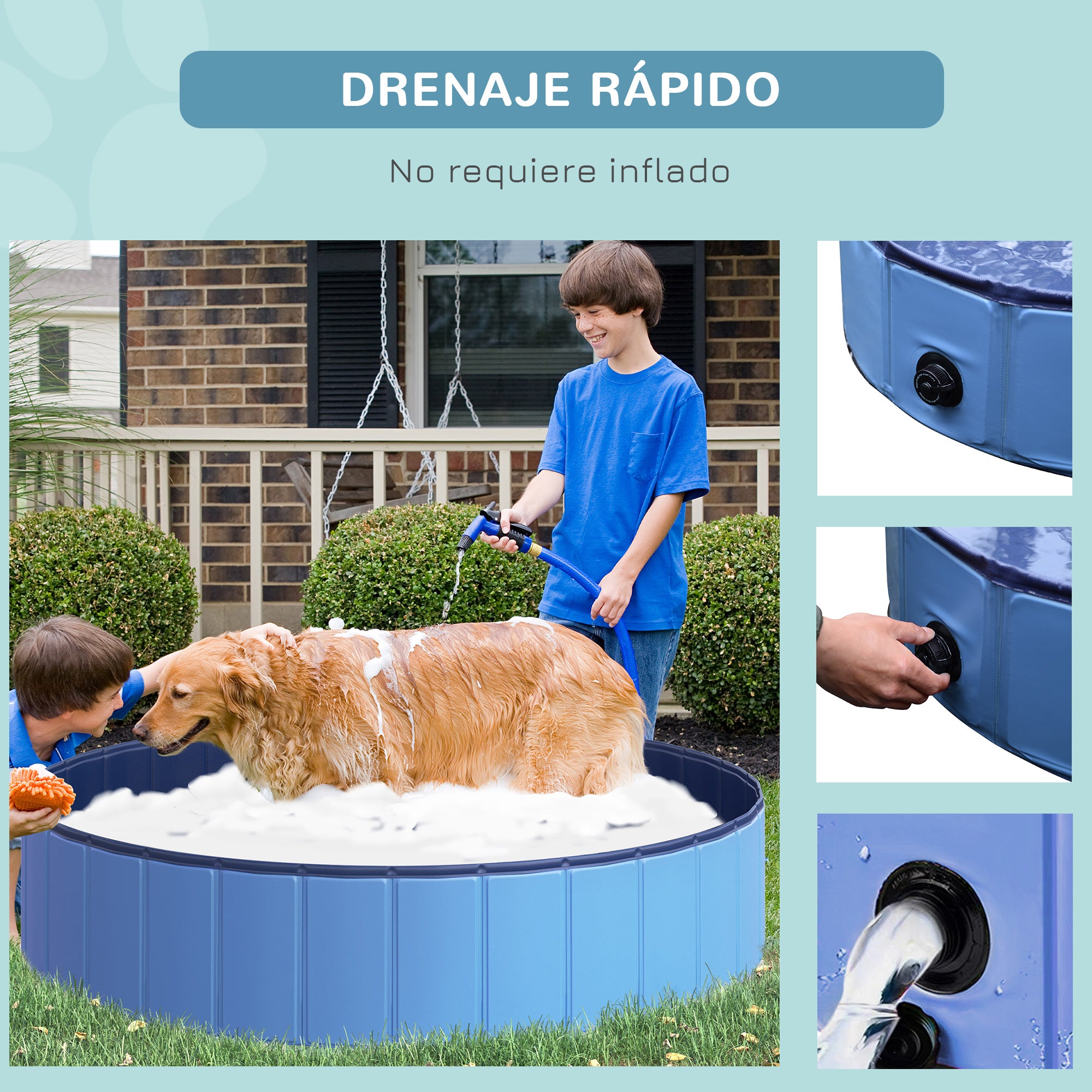 Piscina Dobrável para Cães e Animais de Estimação - Azul Ø140x30cm