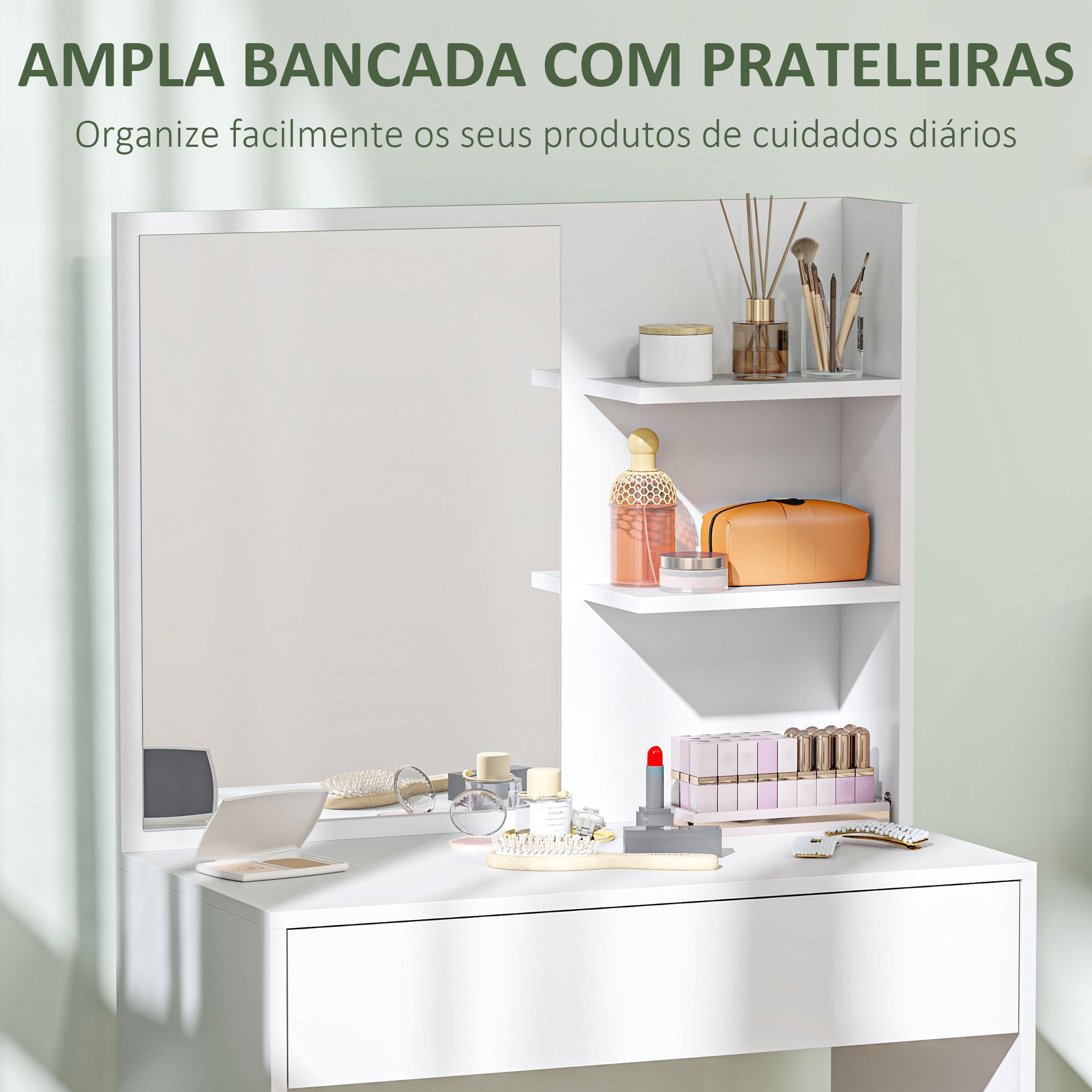 Toucador de Maquilhagem Branco 75x40x137 cm