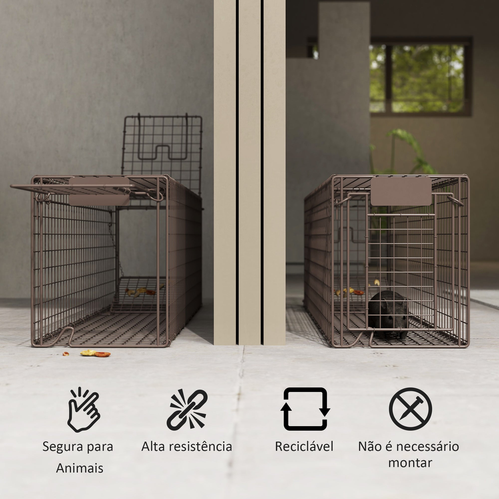 Armadilha para Animais Vivos 100x24x30 cm - Marrom