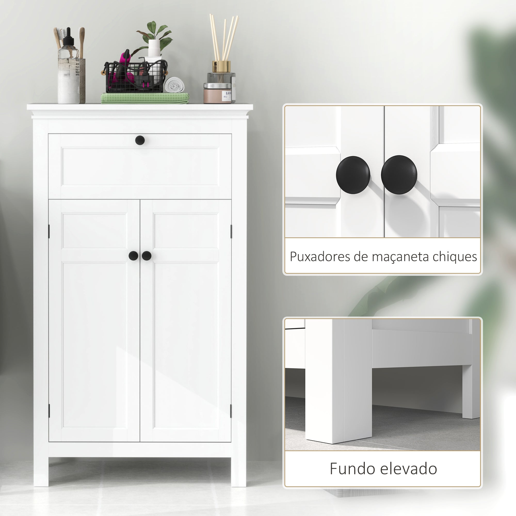Armário Casa de Banho Moderno 60x30x102,5 cm Branco