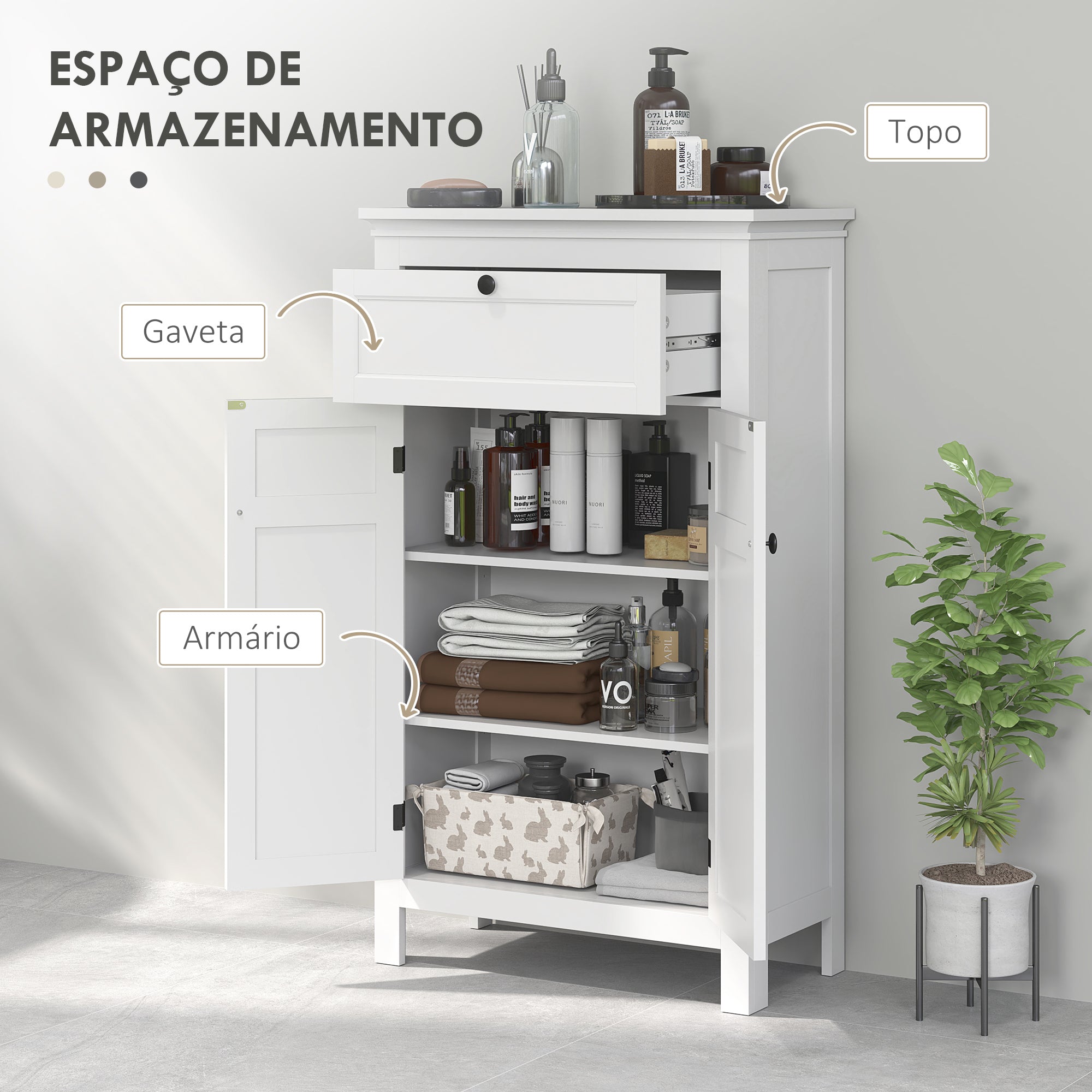 Armário Casa de Banho Moderno 60x30x102,5 cm Branco
