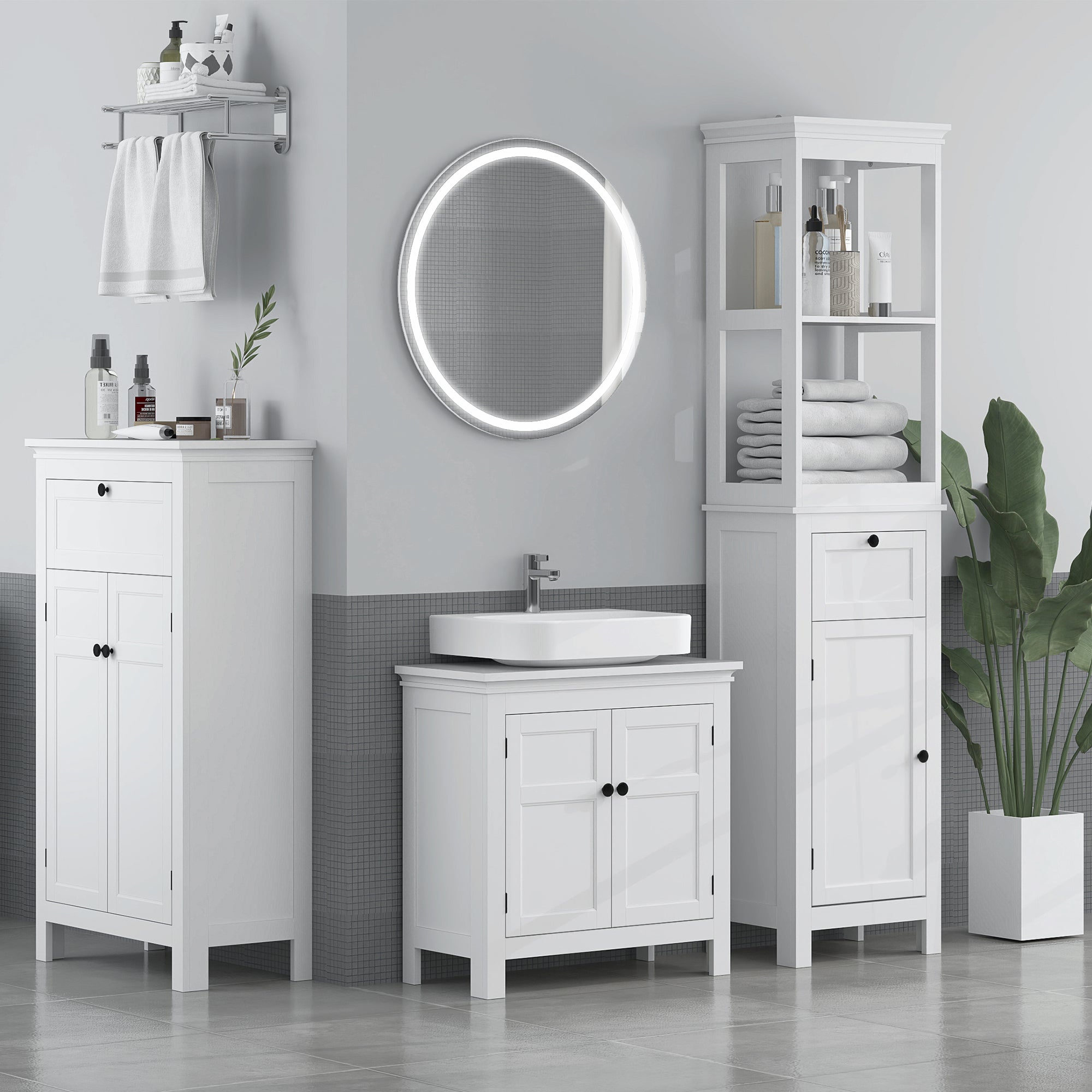 Armário Casa de Banho Moderno 60x30x102,5 cm Branco