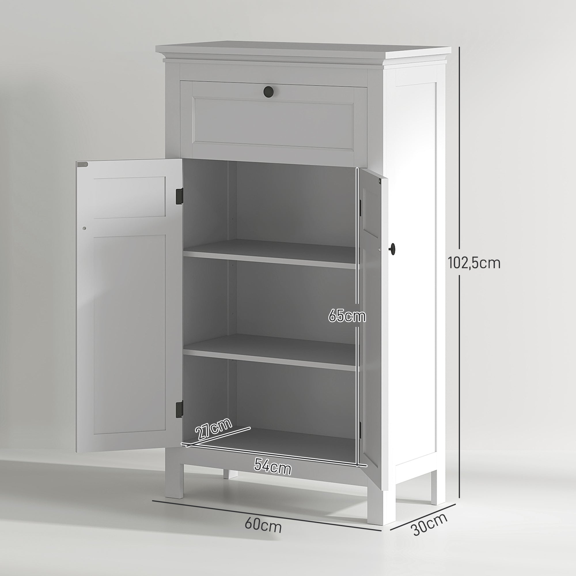 Armário Casa de Banho Moderno 60x30x102,5 cm Branco