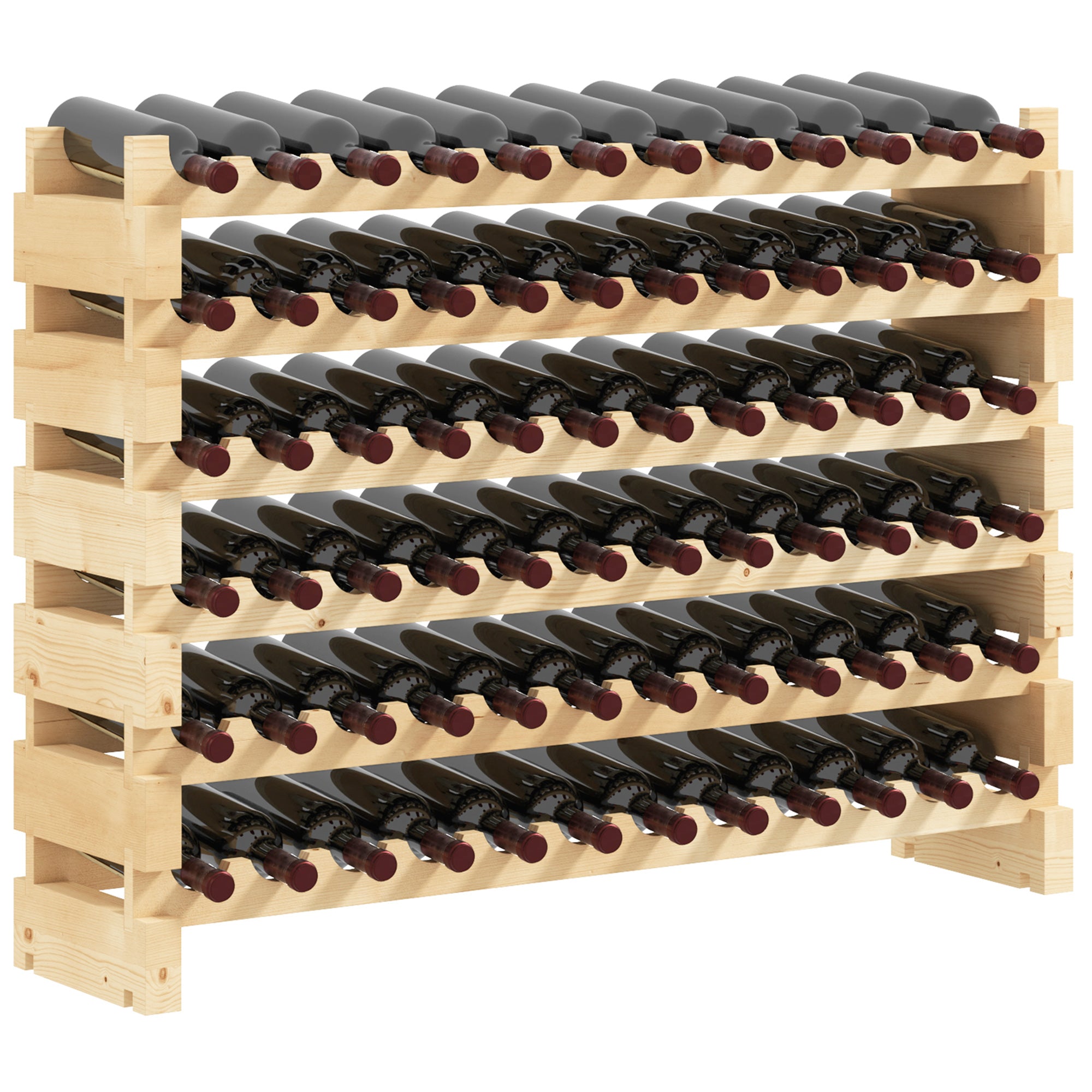 Suporte para Garrafas de Vinho 114x28x80 cm Cor de Madeira Natural