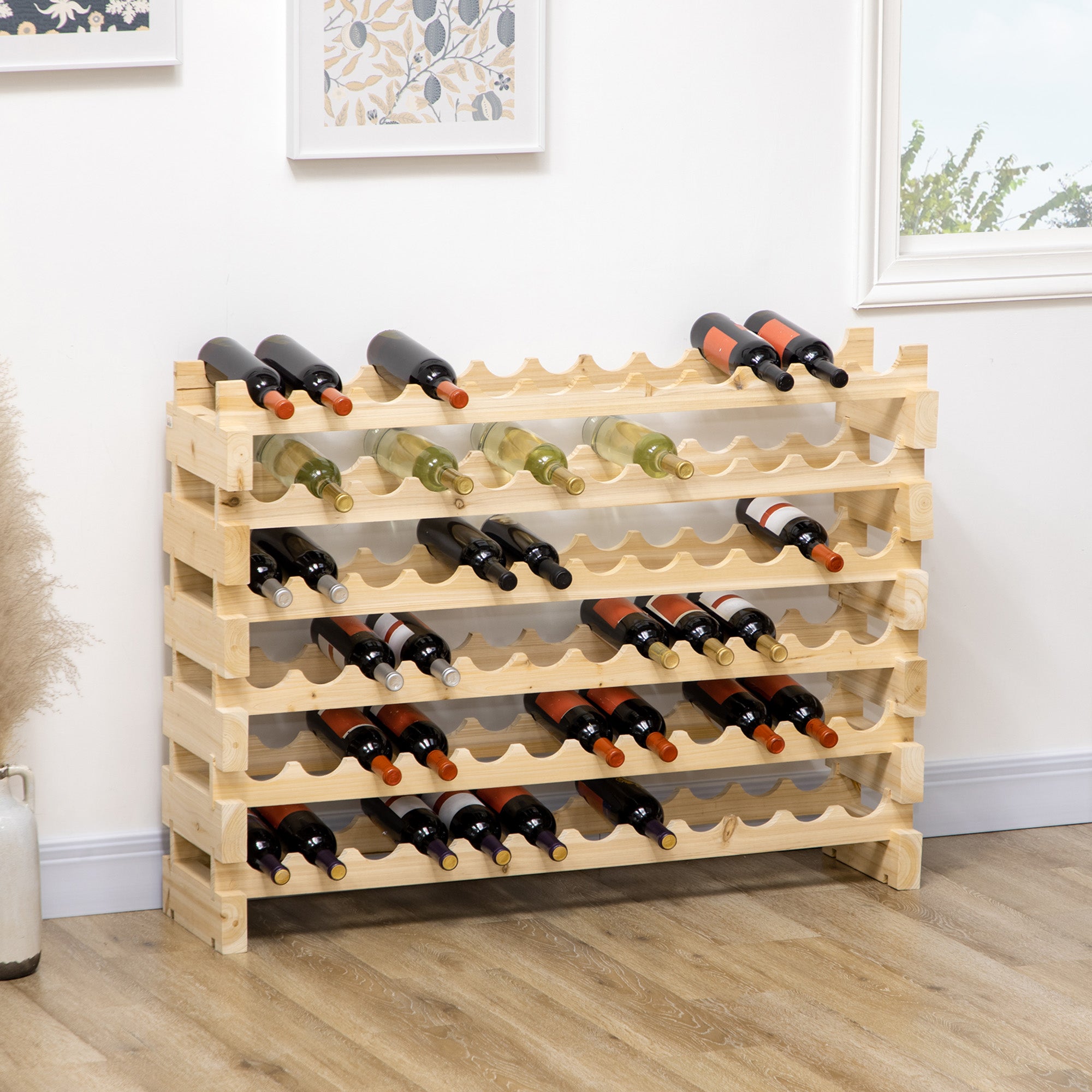Suporte para Garrafas de Vinho 114x28x80 cm Cor de Madeira Natural