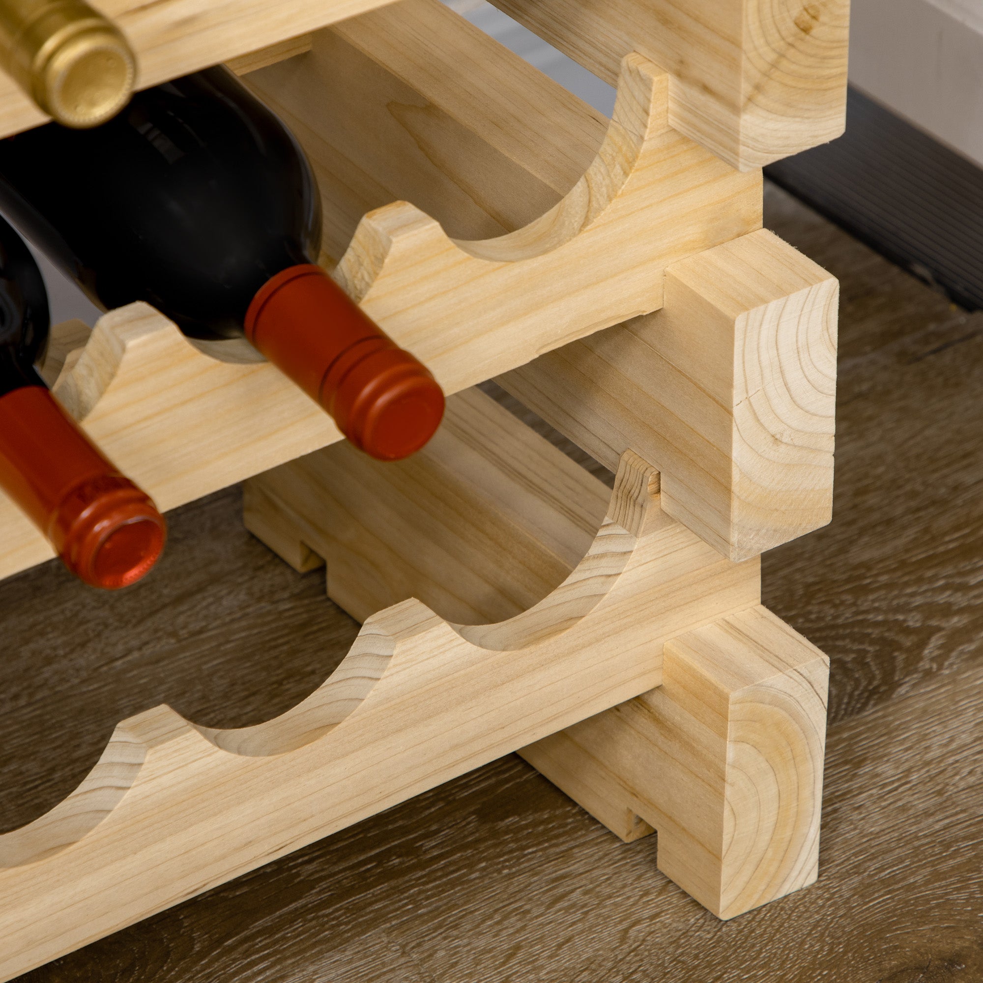 Suporte para Garrafas de Vinho 114x28x80 cm Cor de Madeira Natural