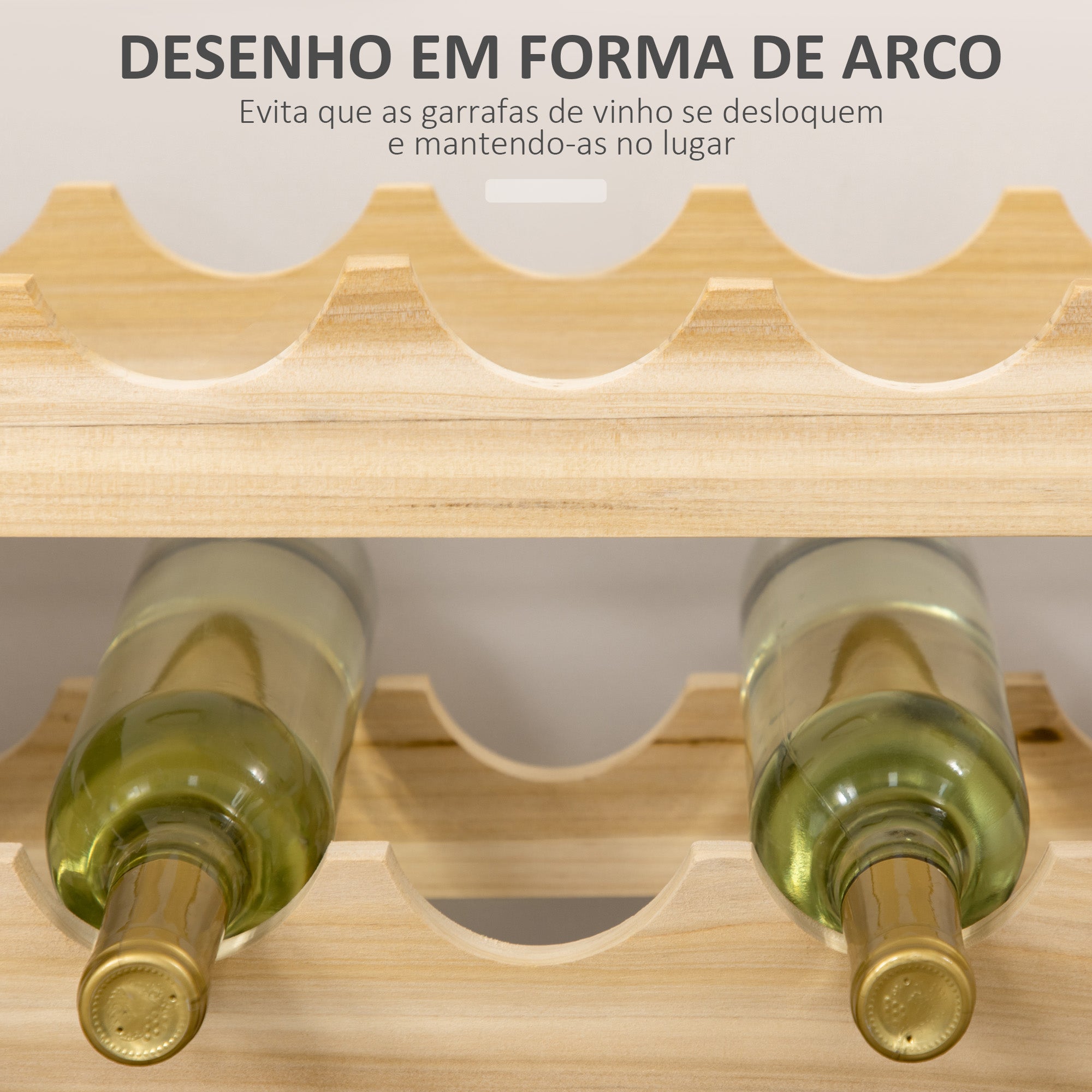 Suporte para Garrafas de Vinho 114x28x80 cm Cor de Madeira Natural
