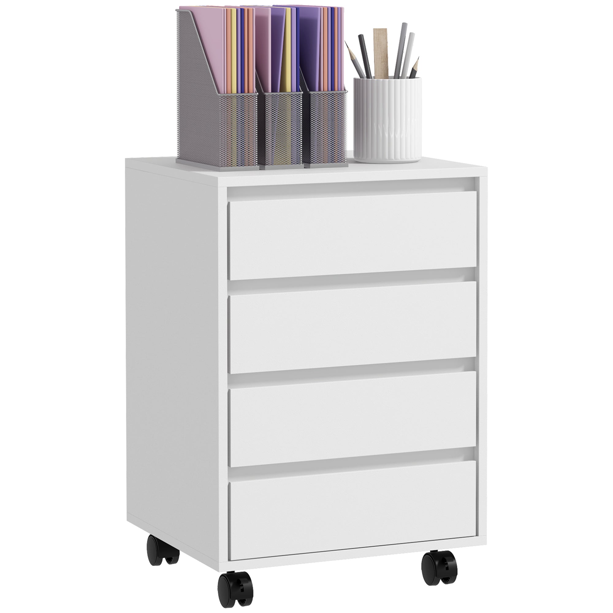 Bloco de Gavetas de Escritório 4 Gavetas 46x40x65 cm Branco