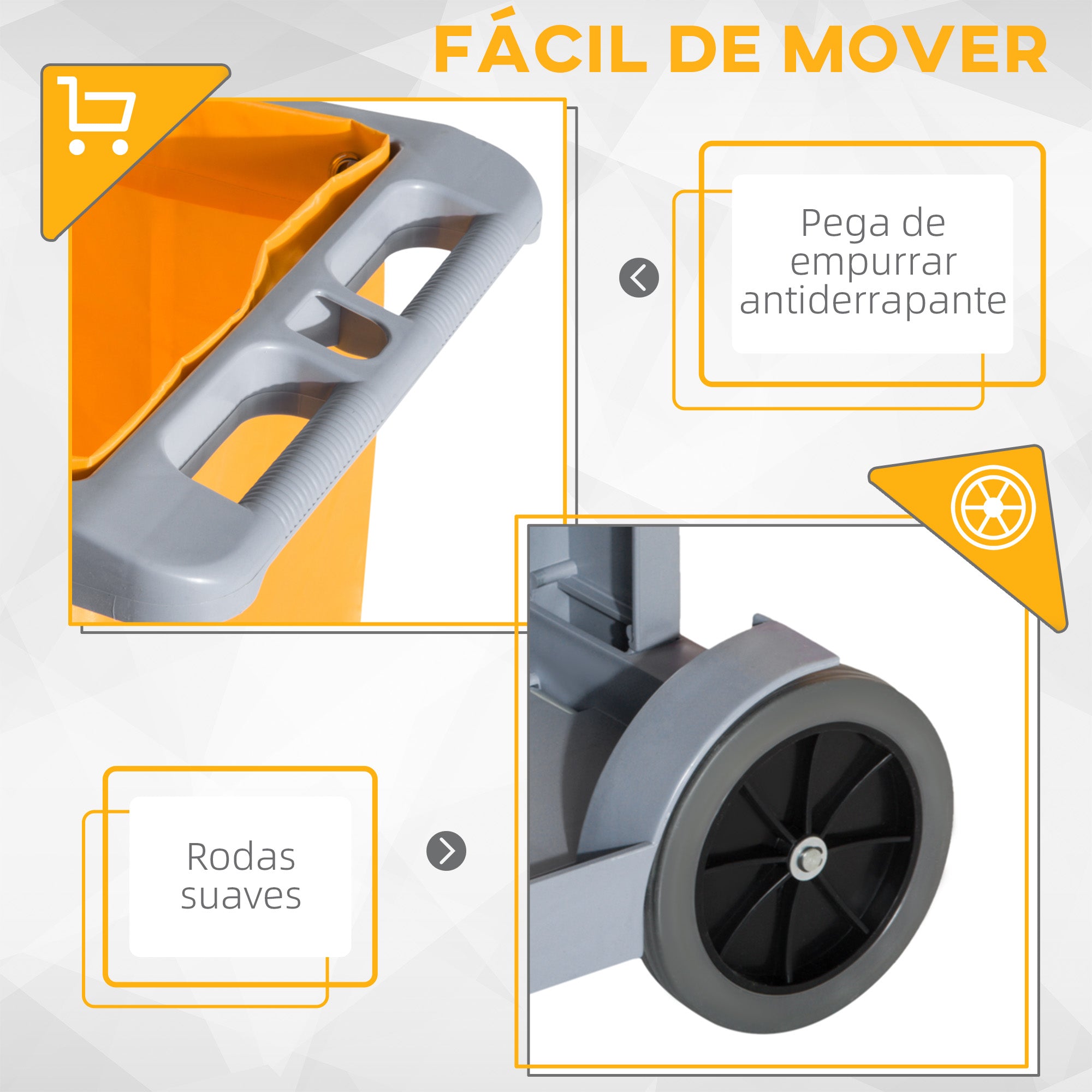 Carro de Limpeza Profissional 121x50,5x96,5 cm Amarelo e Cinza