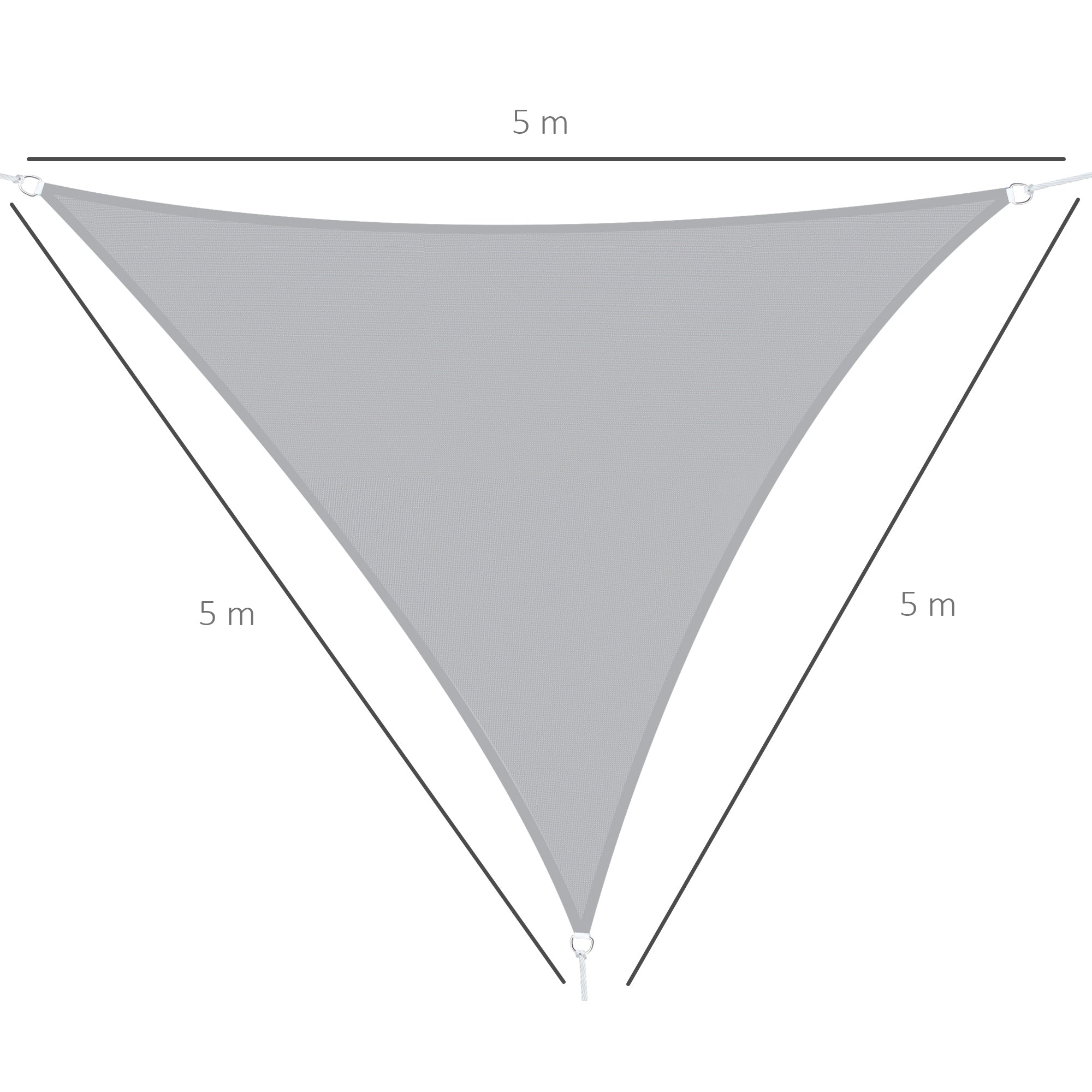 Vela de Sombra Triangular Cinzento 500x500x500 cm
