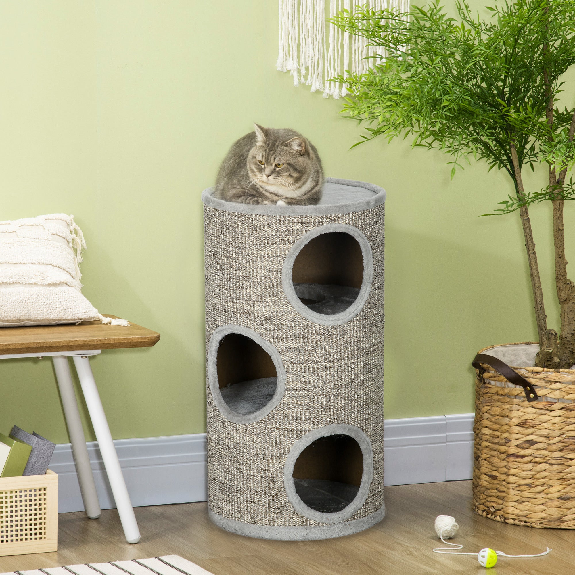 Arranhador para Gatos Ø38x70 cm Cinzento Claro