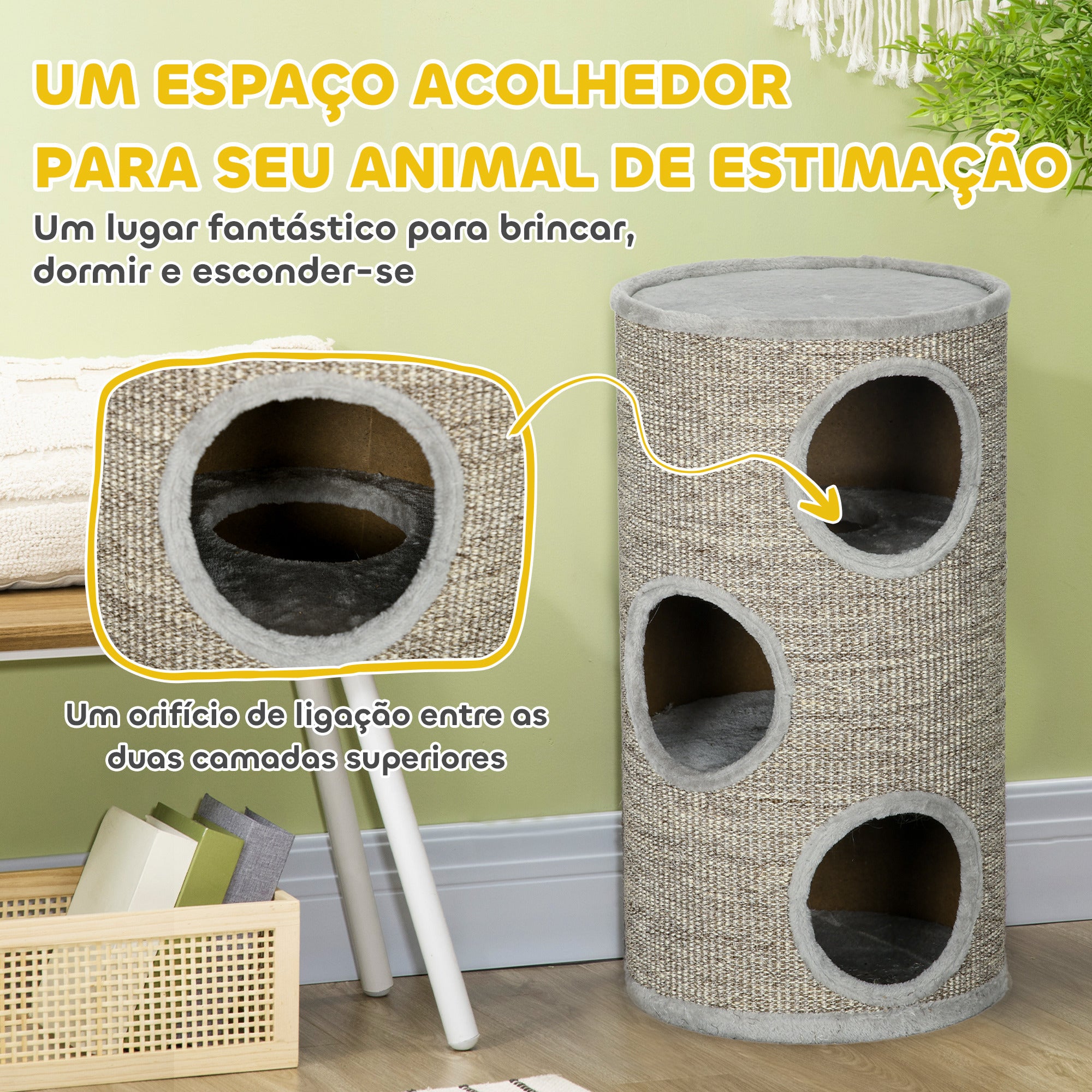 Arranhador para Gatos Ø38x70 cm Cinzento Claro