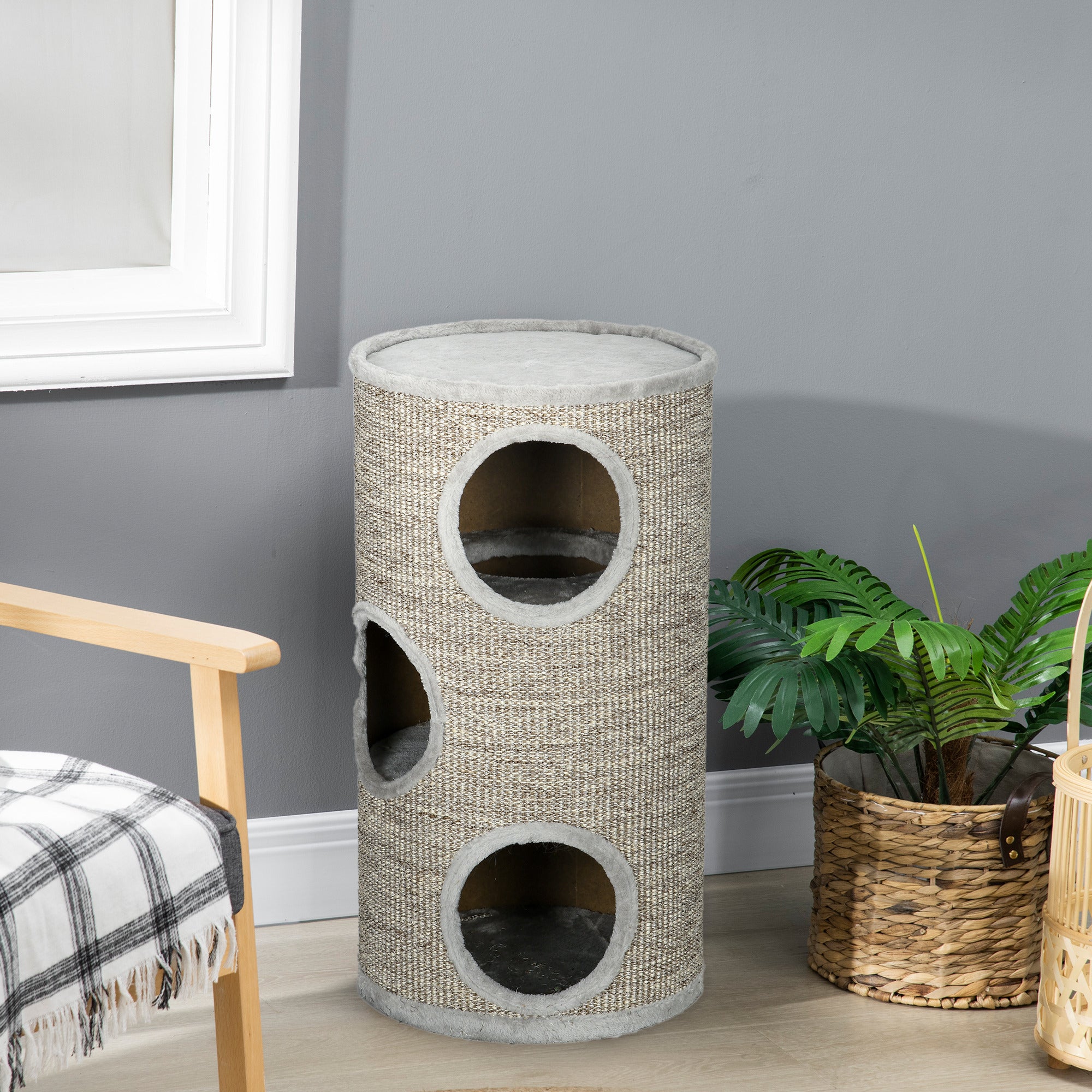 Arranhador para Gatos Ø38x70 cm Cinzento Claro