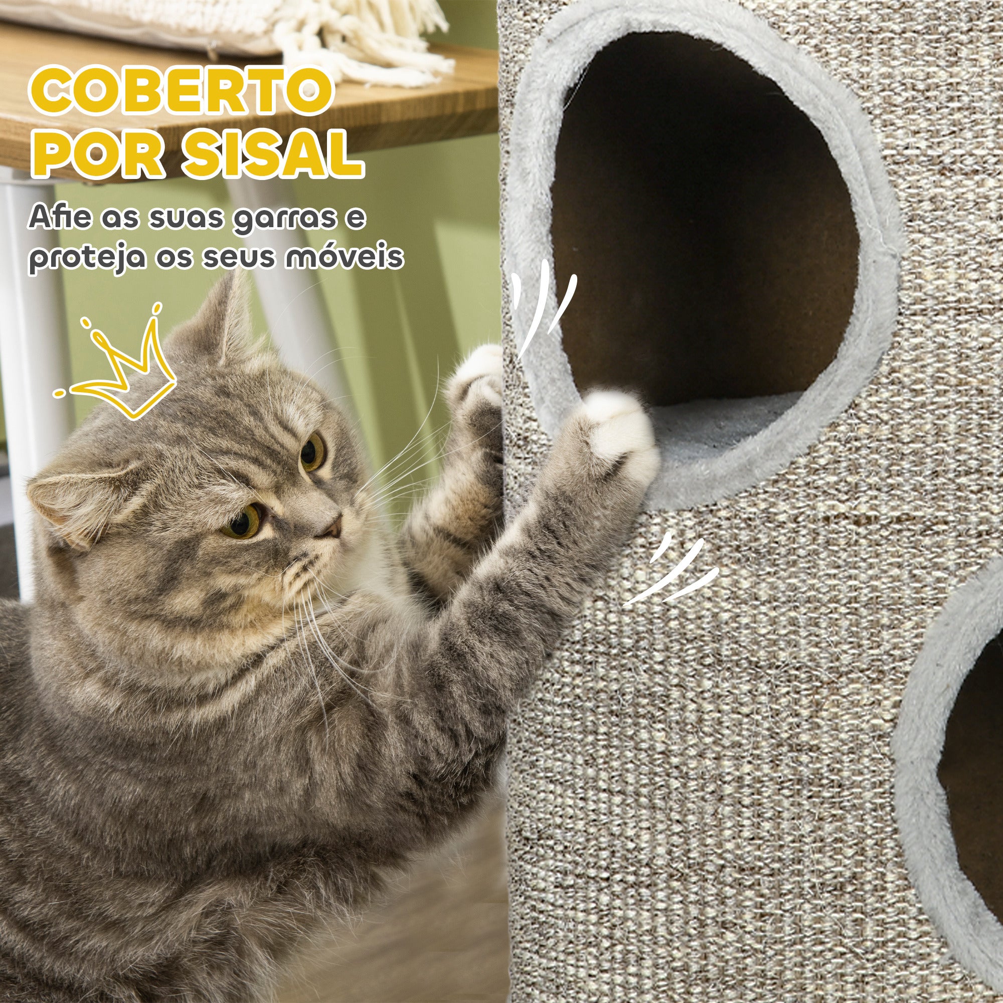 Arranhador para Gatos Ø38x70 cm Cinzento Claro