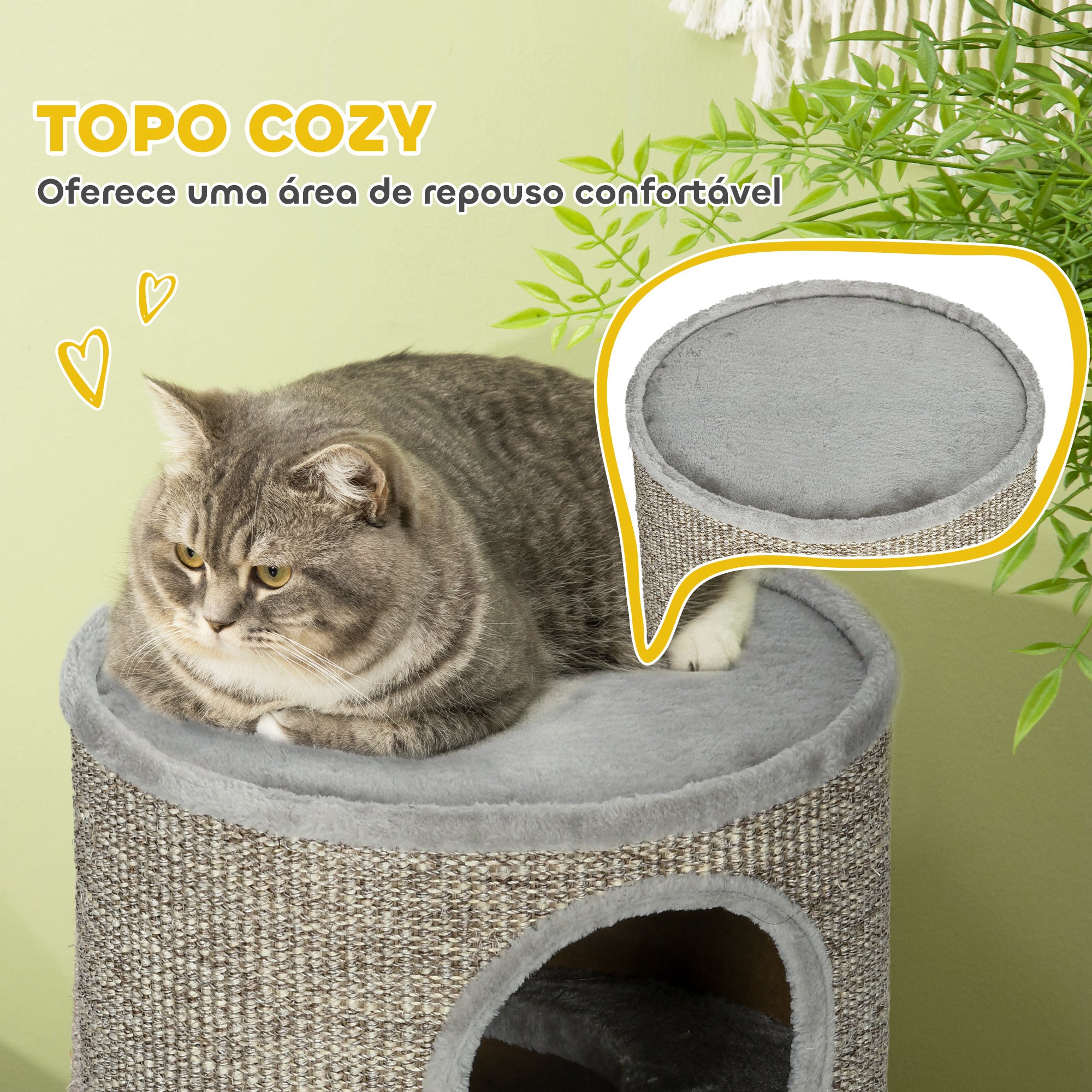 Arranhador para Gatos Ø38x70 cm Cinzento Claro