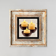 Quadro Decorativo em Pedra Natural com Moldura de Madeira - Impressão UV Multicolor 20x20cm