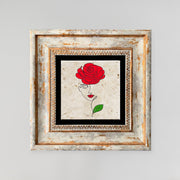 Pintura decorativa emoldurada – 20 x 20 cm – 100% pedra e moldura 100% madeira