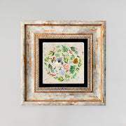 Quadro Decorativo em Pedra Natural com Moldura de Madeira - Impressão UV Multicolor 20x20cm