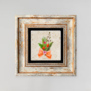 Quadro Decorativo em Pedra Natural com Moldura de Madeira - Impressão UV Multicolor 20x20cm