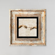 Quadro Decorativo em Pedra Natural com Moldura de Madeira - Impressão UV Multicolor 20x20cm