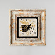 Quadro Decorativo em Pedra Natural com Moldura de Madeira - Impressão UV Multicolor 20x20cm