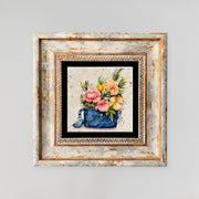 Quadro Decorativo em Pedra Natural com Moldura de Madeira - Impressão UV Multicolor 20x20cm