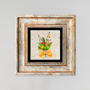 Quadro Decorativo em Pedra Natural com Moldura de Madeira - Impressão UV Multicolor 20x20cm