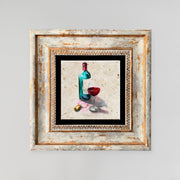 Quadro Decorativo em Pedra Natural com Moldura de Madeira - Impressão UV Multicolor 20x20cm