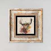 Quadro decorativo emoldurado – 20 x 20 cm – 100% pedra e 100% madeira