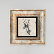 Pintura decorativa emoldurada – 20 x 20 cm – pedra e madeira