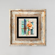 Quadro Decorativo em Pedra Natural com Moldura de Madeira - Impressão UV Multicolor 20x20cm